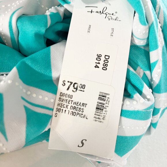 NEW Fashque Studio Sweetheart Neck Dress Tropical Made in USA - Size Small - Picture 8 of 8